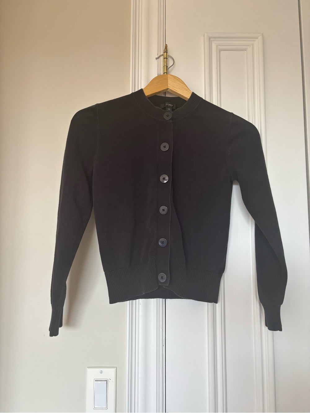 J. Crew Black Button-Front Crewneck Cardigan. 100% Cotton